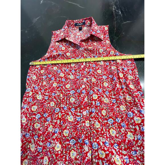 CHAPS red floral sleeveless camp shirt MED 100% Cotton - Picture 5 of 7